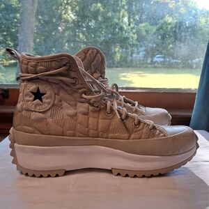 Converse Quilted Tan High-Top Sneakers /Runstar Hike.